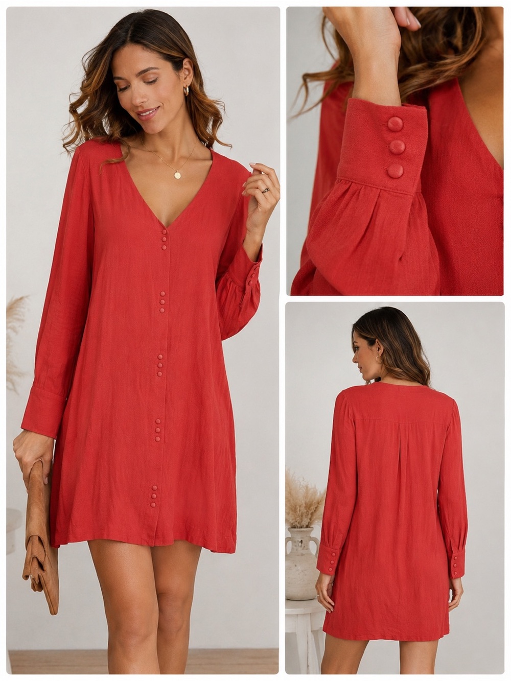 ✨Madewell Women’s Long Sleeve Button-Front Novel Dress – Size M